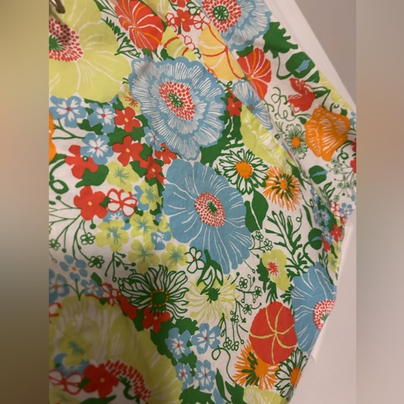 Talbots Citrus Floral A-Line Mini Belted Stretch Summer Canvas Skirt - Picture 6 of 9